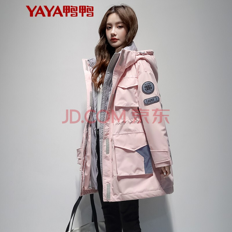 鸭鸭羽绒服怎么样,2021年冬季新款羽绒服【佟丽娅同款】拼接撞色工装外套